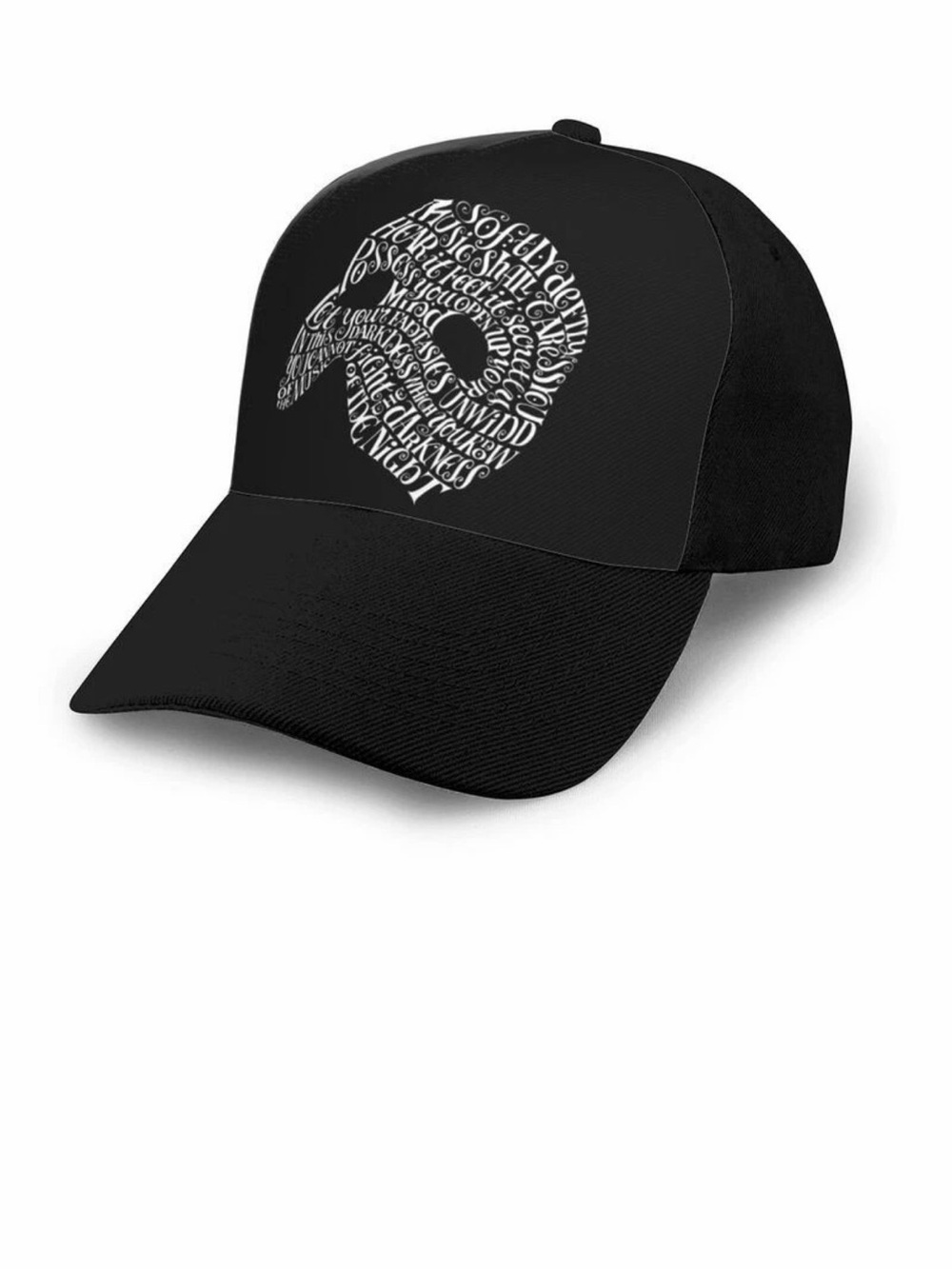 Black Graphic Script Baseball Cap